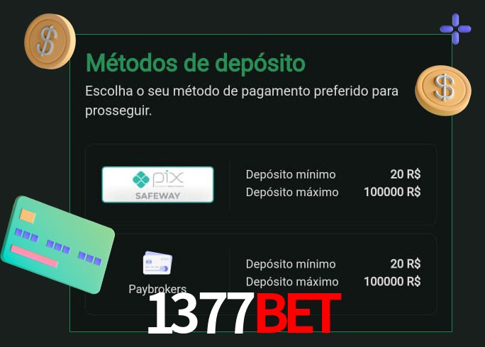 O cassino 1377BET oferece uma grande variedade de métodos de pagamento